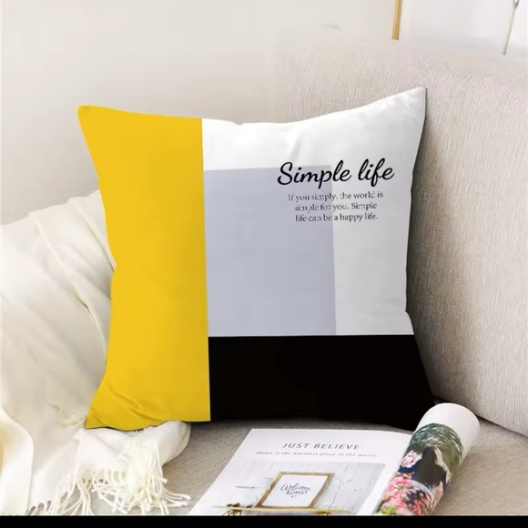 4 Piece Set Yellow Summer Throw Pillow Covers Peach Skin Velvet 45 x 45 cm - Picture 2 of 6